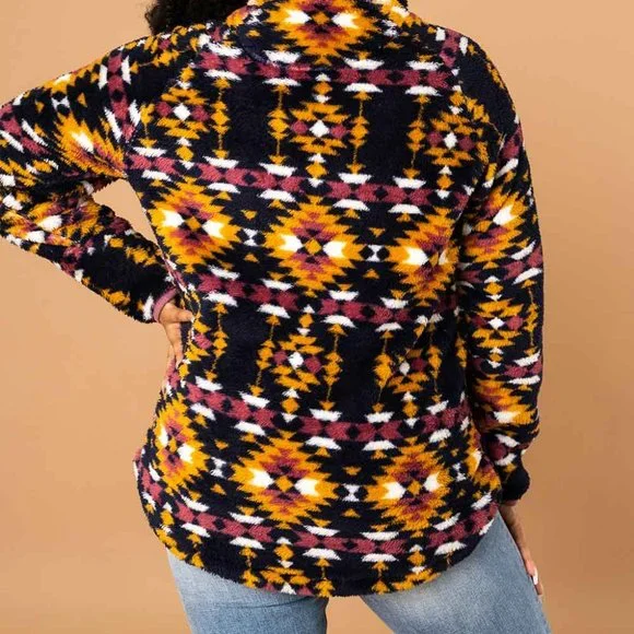 Simply Southern Quarter Snap Quilted Sherpa Pullover for Women in Alpine - Picture 2 of 5